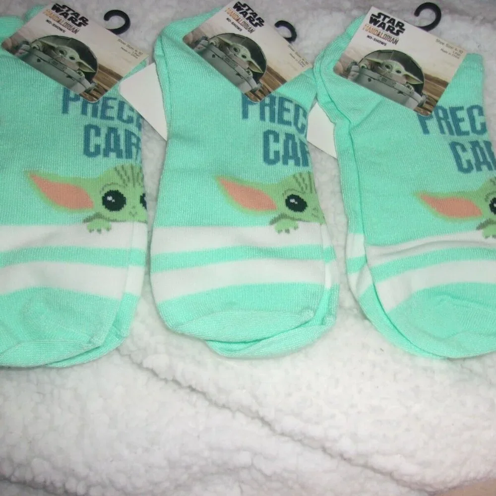 3 Pairs Disney Star Wars The Mandalorian Baby Yoda No-Show Women's Socks Green